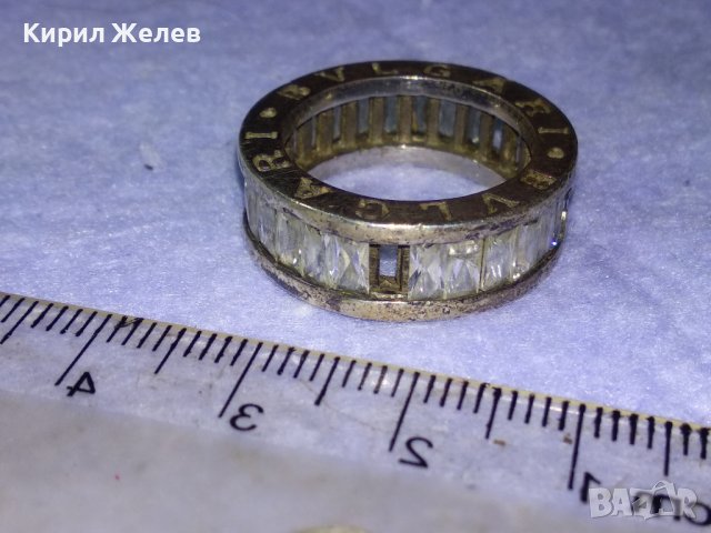 BVLGARI БУЛГАРИ Стар МАРКОВ Скъпоц СРЕБЪРЕН ПРЪСТЕН РОДИРАНО СРЕБРО 925 с ЛАБОРАТЕРЕН МОЙСАНИТ 40627, снимка 12 - Пръстени - 42600605