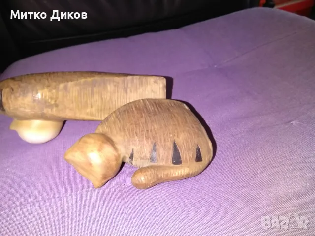 Дървени котета два броя за украса 16 и 11 см отлични, снимка 7 - Декорация за дома - 49799835
