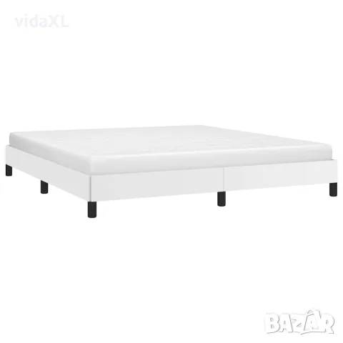vidaXL Рамка за легло бяла 160x200 см изкуствена кожа, снимка 3 - Спални и легла - 56147221