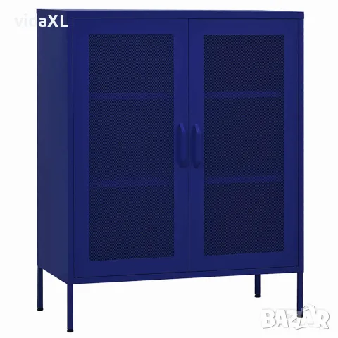 vidaXL Шкаф за съхранение, нейви син, 80х35х101,5 см, стомана