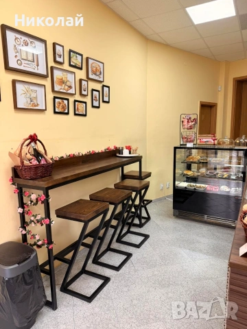 бар маса от масив и желязо , снимка 4 - Маси - 53556156