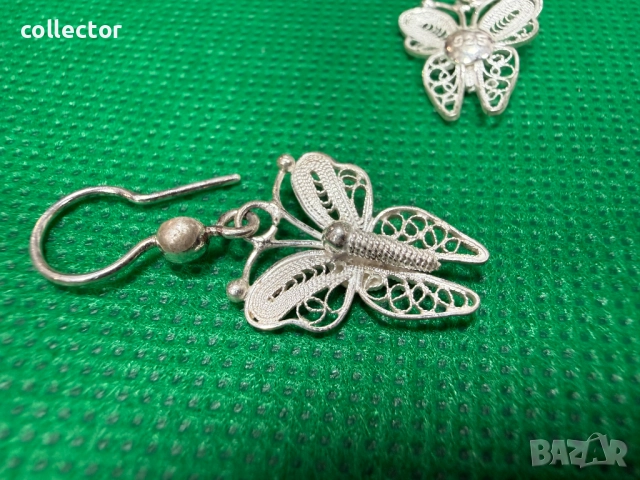 Сребърни обеци "Пеперуди" - Филигранн. №7785, снимка 6 - Обеци - 52881967