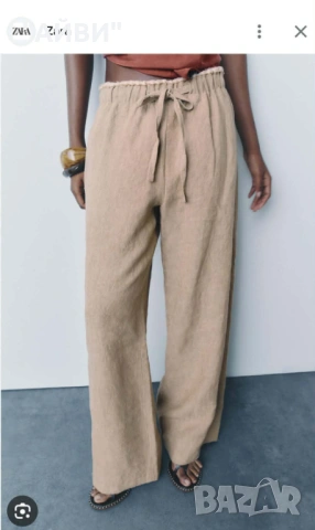 ZARA дамски ленен панталон, снимка 2 - Панталони - 53467586