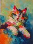 картина " Шарено коте", снимка 1 - Картини - 44319400