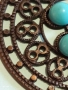 Винтидж бижу с тюркоазени камъни филигранна изработка ретро стил 52185, снимка 5