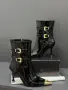 Versace Луксозни Лачени Дамски Боти Със Златисти Детайли И Ток Код SEM-763, снимка 4