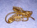 СТАРИННА ФЛОРАЛНА СКЪПОЦЕННА БРОНЗОВА АЖУРНА БРОШКА с ФАСЕТИРАН ГРАНАТ 14202, снимка 8