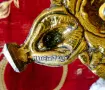 Троен бронзов свещник тройка,барок,риби,печат. , снимка 9