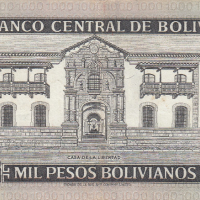 1000 песо 1982, Боливия, снимка 2 - Нумизматика и бонистика - 36186798