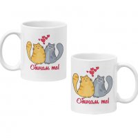Комплект чаши за влюбени Cats Love 2, снимка 1 - Романтични подаръци - 35737746