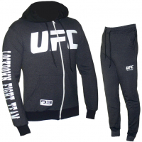 Спортен екип UFC 2273, черен графит, памук и ликра, с качулка, снимка 1 - Спортни дрехи, екипи - 36146814