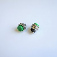 Бутон метален незадържащ НО зелен 125V 3A Ф16mm, снимка 1 - Друга електроника - 42607123