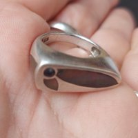 Мистик седеф / масивен сребърен пръстен проба 925 Житен клас / Мистик седеф и Аметист, снимка 9 - Пръстени - 28900451