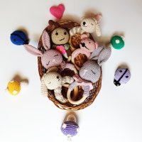 Плетени бебешки дрънкалки, гризалки, чесалки, детска играчка, подарък за бебе, снимка 3 - Дрънкалки и чесалки - 41223982
