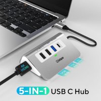 USB C хъб, 5 в 1 USB C към HDMI адаптер 4K 30Hz, PD 100W , снимка 7 - Суичове - 41765230