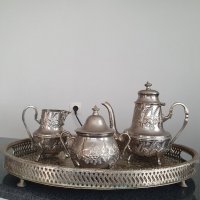 Старинен арабски посребрен сервиз , снимка 3 - Антикварни и старинни предмети - 35828765