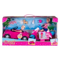 Кукла Барби с кола, мотопед и 2 кучета , снимка 1 - Кукли - 40502060