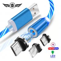 Нов модел-Светещ LED кабел за зареждане за телефон-IPHONE-Samsung и др., снимка 8 - USB кабели - 33865034