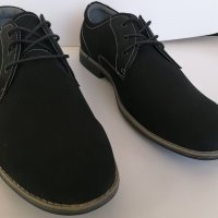 Елегантни черни/тъмни мъжки обувки от естествена кожа номер 45-46, снимка 1 - Официални обувки - 43591639