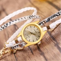 Дамски ръчен часовник тип гривна с верижки за увиване около китката. Цветове - бял, снимка 2 - Дамски - 44444683
