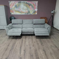 Сив диван от плат четворка с електрически релакс механизъм, снимка 2 - Дивани и мека мебел - 44701380