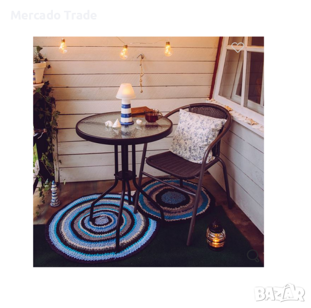 Маса Mercado Trade, Стъклена повърхност, Метал, Черен, 60x70см, снимка 1