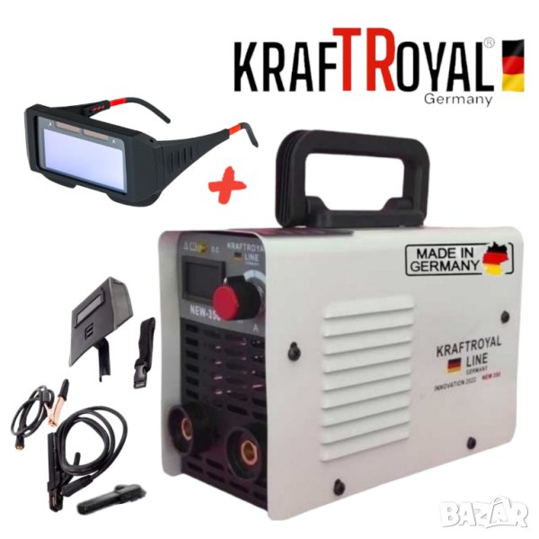 Инверторен Електрожен KrafT Royal 350А дисплей + Соларни очила , снимка 1