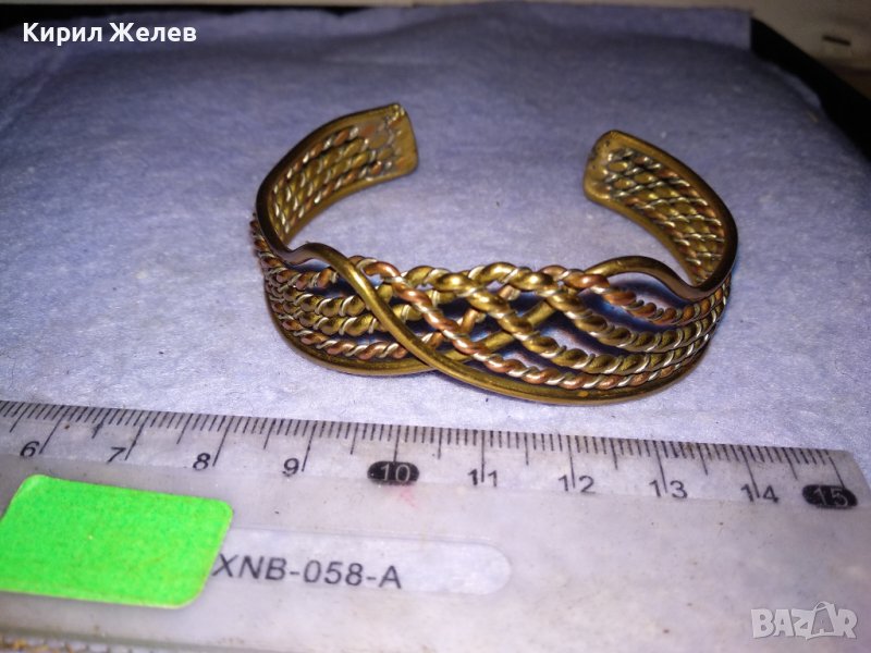 СТАРА АЖУРНА РЕГУЛИРУЕМА МЕДНО - БРОНЗОВА МАЙСТОРСКИ РЪЧНО ИЗРАБОТЕНА ГРИВНА 10388, снимка 1