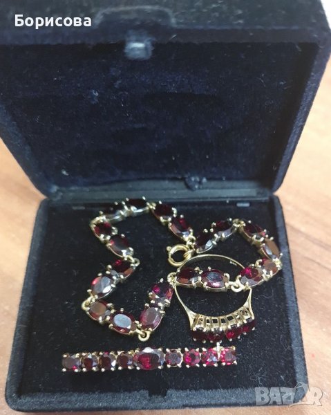 Златен Комплект с гранат , снимка 1