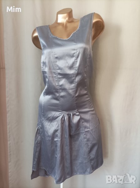 М Сатенена оловно сива рокля , снимка 1