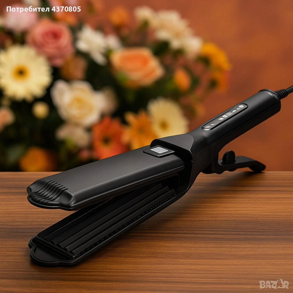 преса за коса Професионална турмалинова преса за коса с йони, за всички типове коса - За вафлички, снимка 1