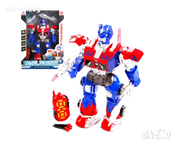 Голям робот трансформър с дистанционно управление и светлини, снимка 1