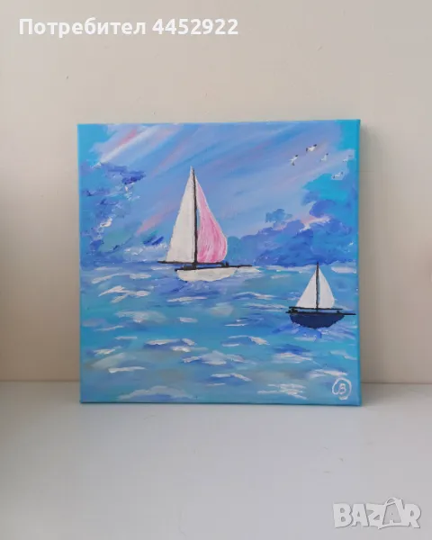 Оригинална картина "Вятър на мечтите"-акрил върху платно 30х30 ,ръчна изработка, снимка 1