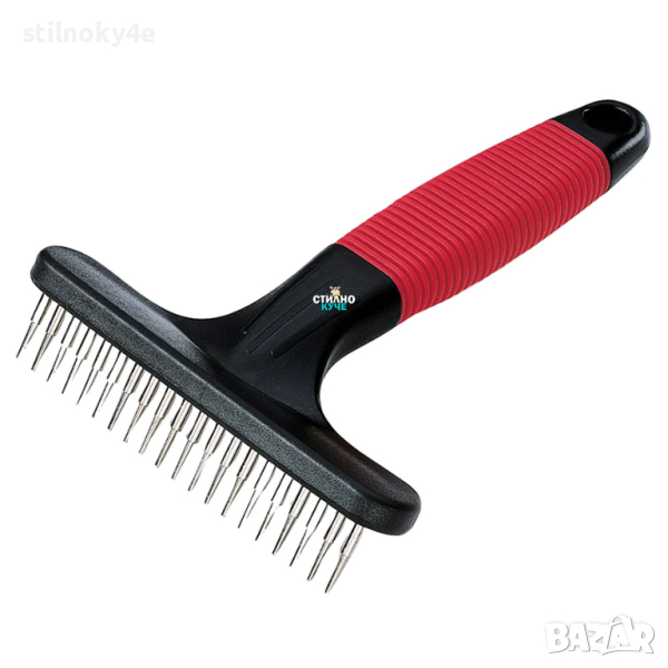 Едноредов метален гребен с въртящи се зъбци за куче Гребен за домашен любимец Гребени за кучета, снимка 1