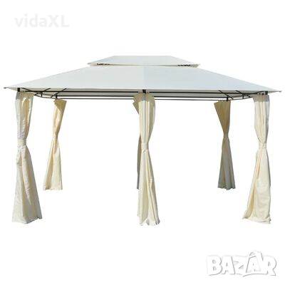 vidaXL Градинска шатра със завеси, 4x3 м, бяла, снимка 1