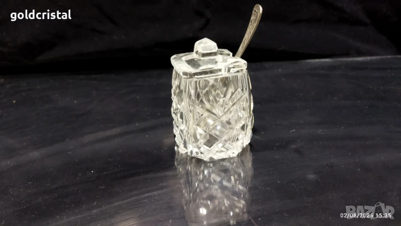 стар кристален съд за хайвер , снимка 1