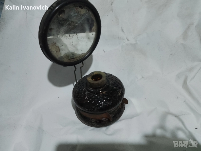 антична газова лампа с угледало , снимка 1