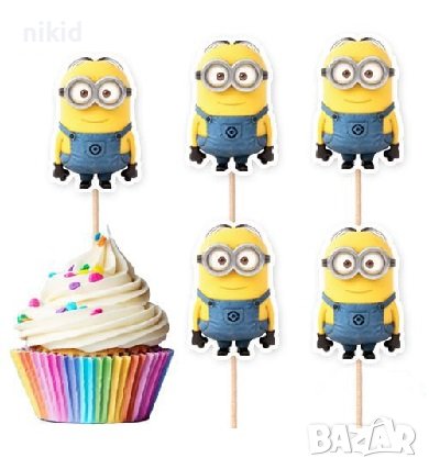 10 бр миньоните Minions миньони миньон топери клечки за мъфини декорация и украса, снимка 1