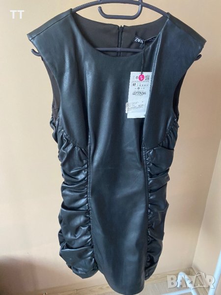 Нова дамска кожена рокля Зара с етикет М размер, снимка 1