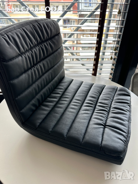 Черна кожена седалка за бар стол, снимка 1