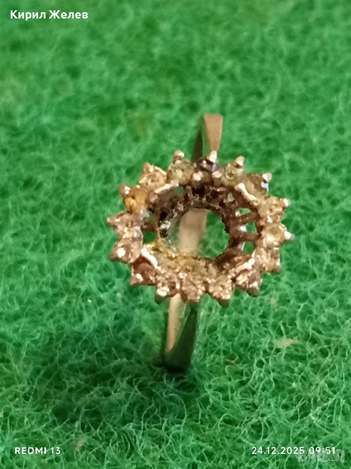 Сребърен пръстен с фасетирани кристали майстоска изработка 27129, снимка 1