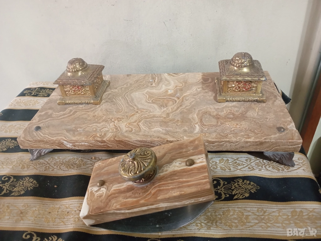 Винтидж мастилница с тампон-комплект, снимка 1