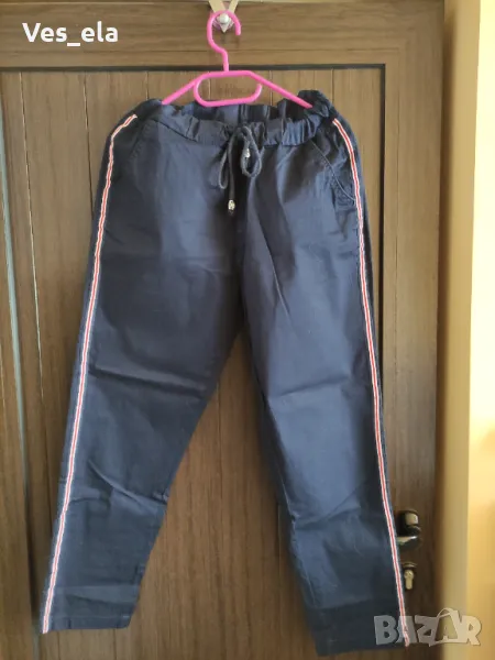 Тъмно син панталон FLORA с лека еластичност, снимка 1