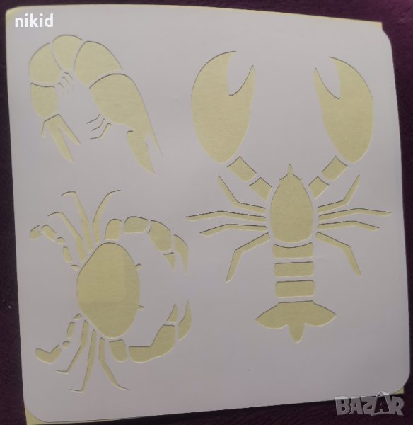 Рак Скарида стенсил шаблон спрей торта украса бисквитки фондан силиконов шаблон, снимка 1