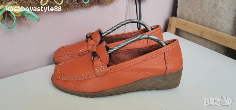 Оранжеви Обувки, мокасини 38н.Естествена кожа , снимка 1