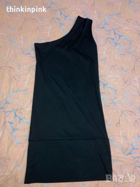 Малка черна рокля с едно рамо, снимка 1