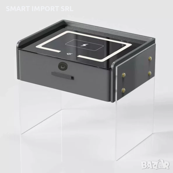 Интелигентно нощно шкафче Smart Heater Led, безжично зареждане, Bluetooth, сив, снимка 1