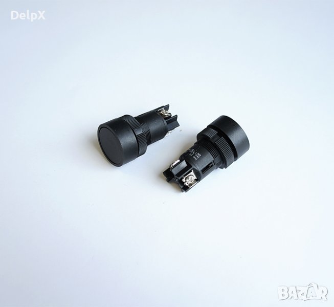 Бутон 2pin LAY-5 незадържащ НО черен 250V 3A Ф22mm, снимка 1