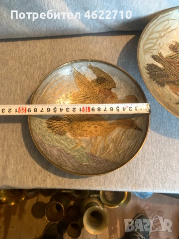 Месингови емайлирана купи  с рисувани патици , снимка 5 - Антикварни и старинни предмети - 53584121