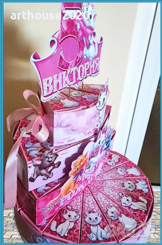 Картонена торта -котето Мари,покани за рожден ден,банери за стена и др., снимка 8 - Други - 39476956